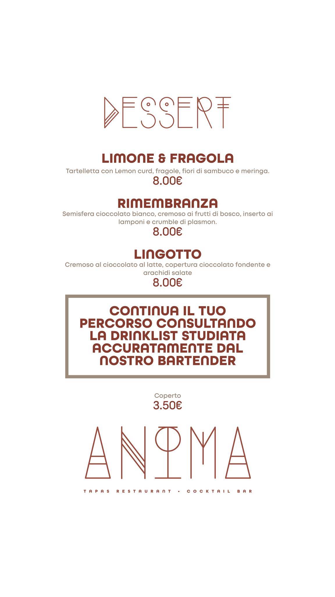 Menu di Anima Beach Club & Urban 