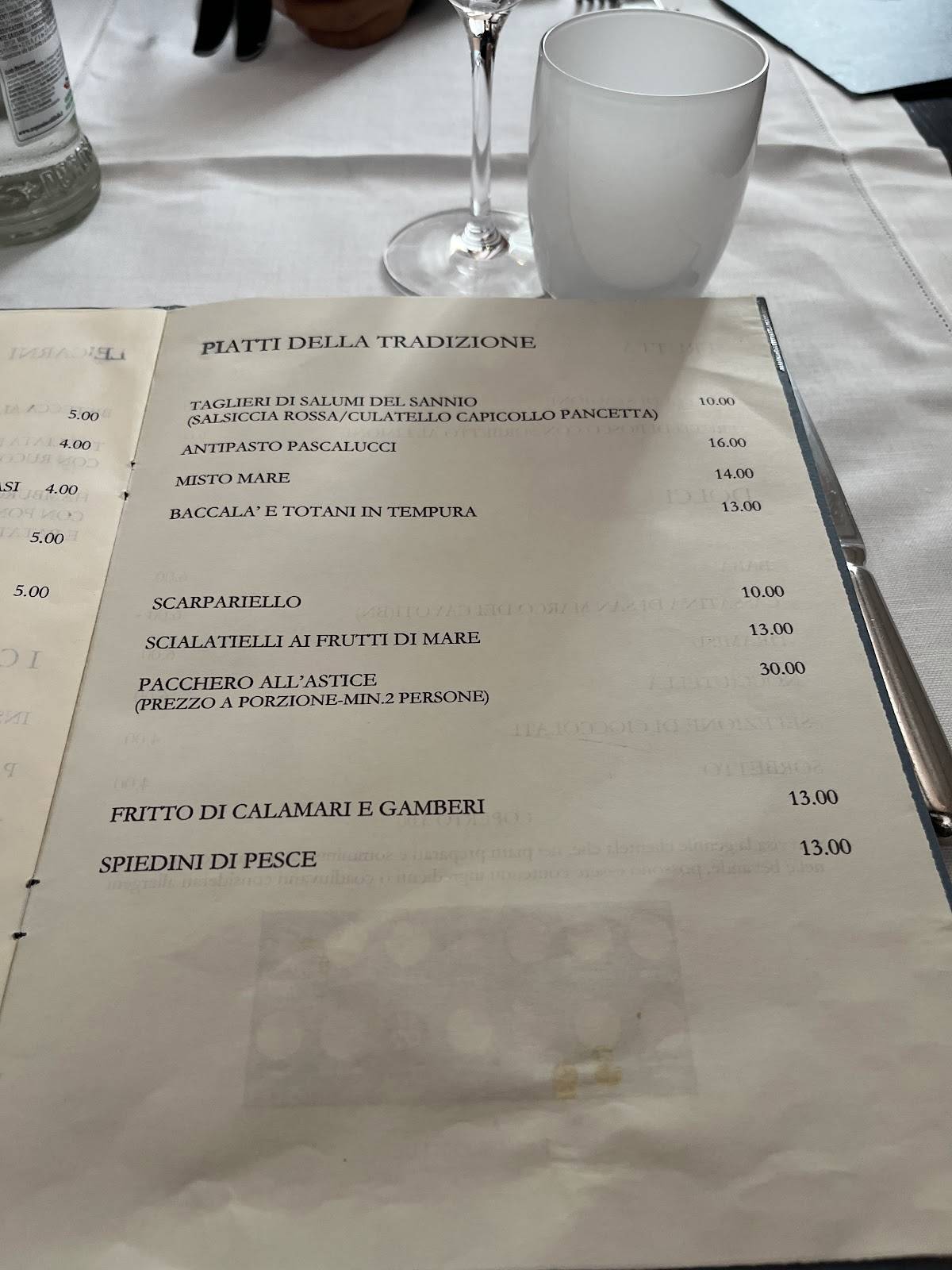 Menu di Antica Trattoria Ristorante Pascalucci 