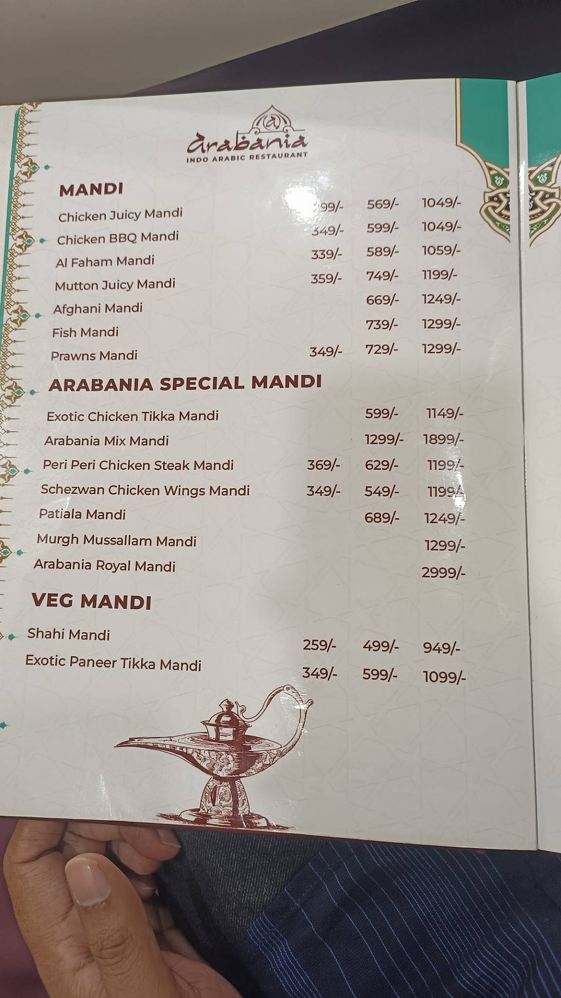 Arabania Restaurant menu