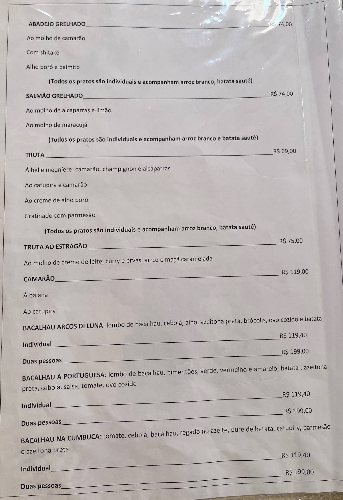 Menu em Arcos di Luna Pizzaria e Restaurante, Bragança Paulista