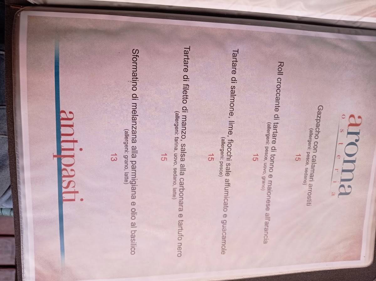 Menu di Aroma Osteria 