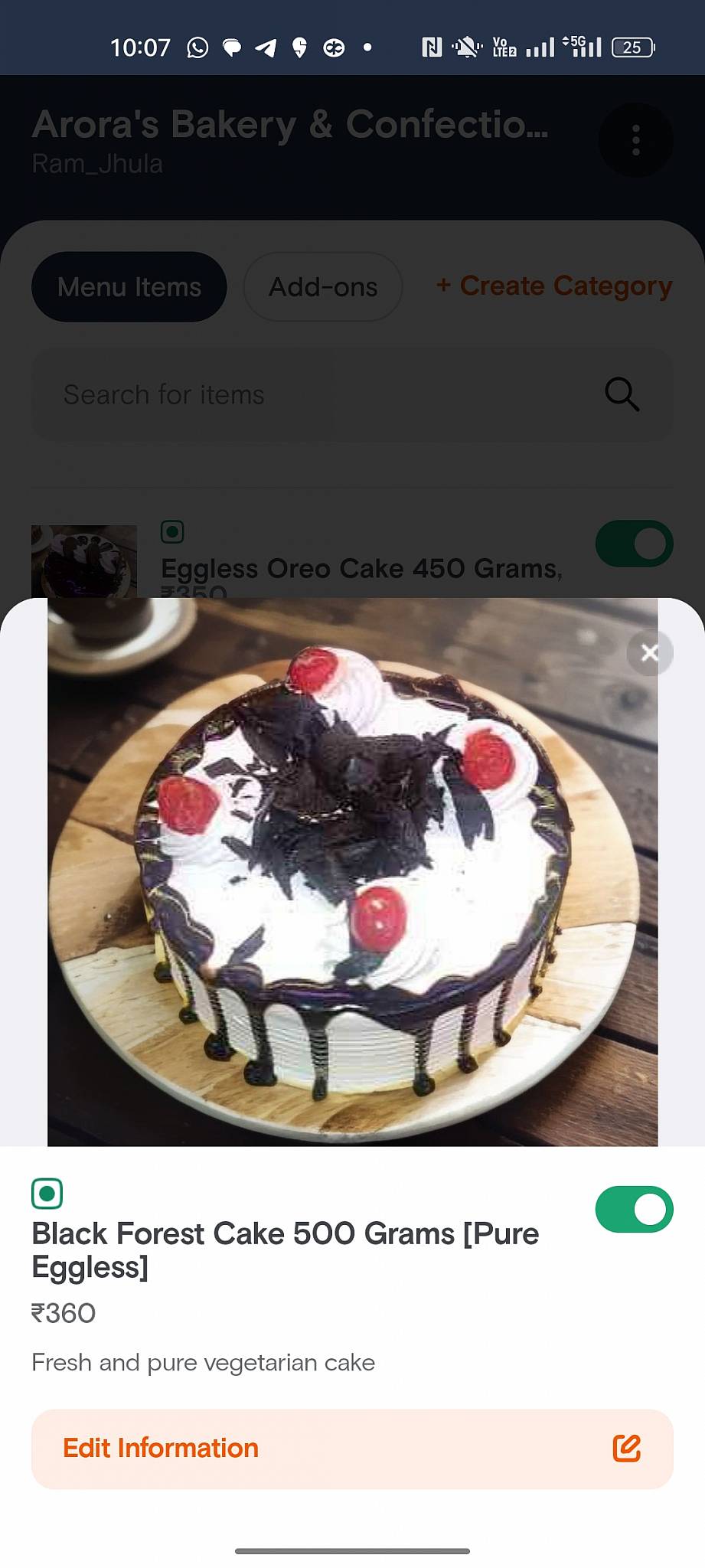 Arora Bakery Rishikesh Best Eggless Bakery in Rishikesh Most Popular Bakery in Rishikesh menu