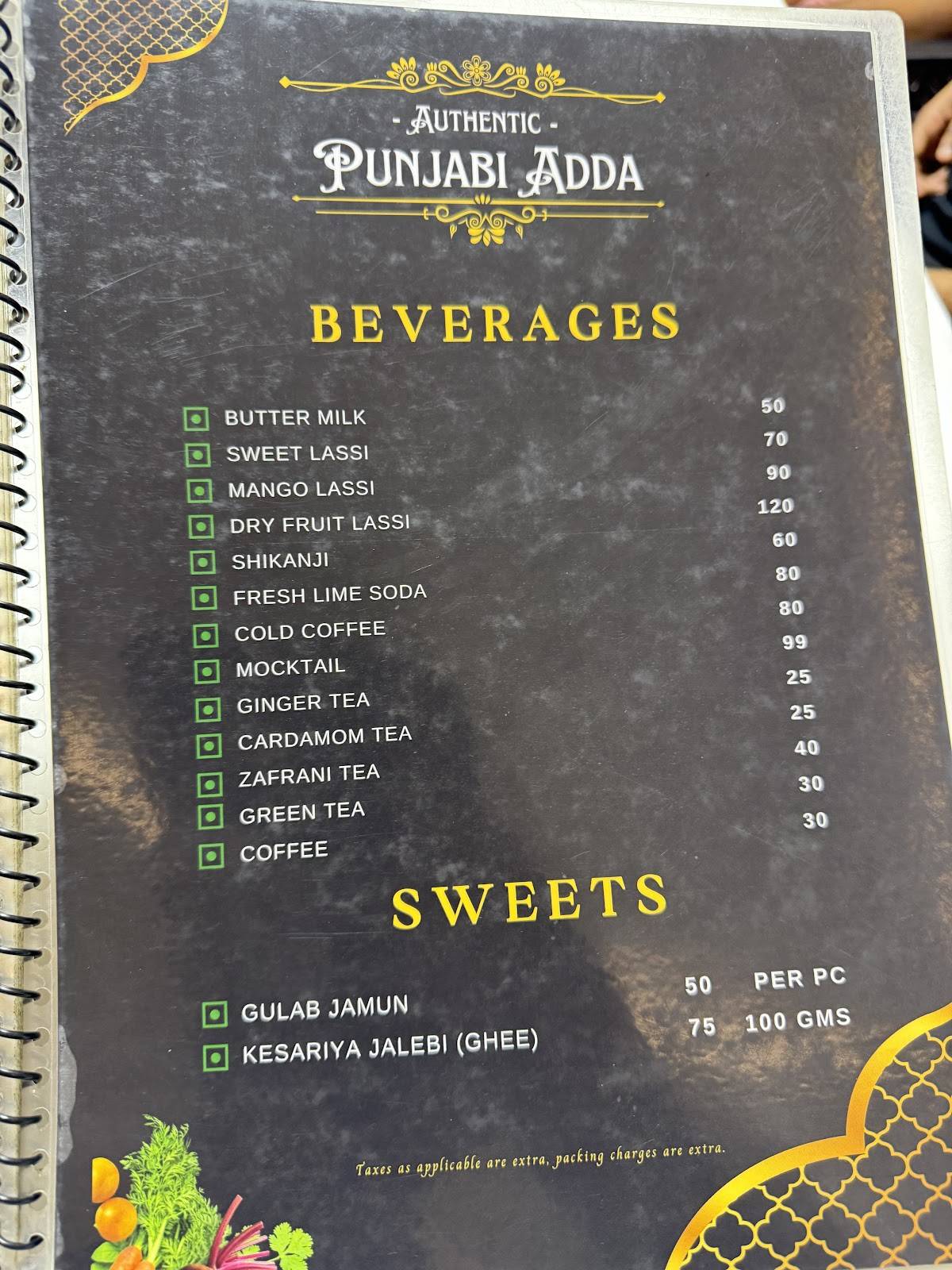 Authentic Punjabi Adda - North Indian Food menu