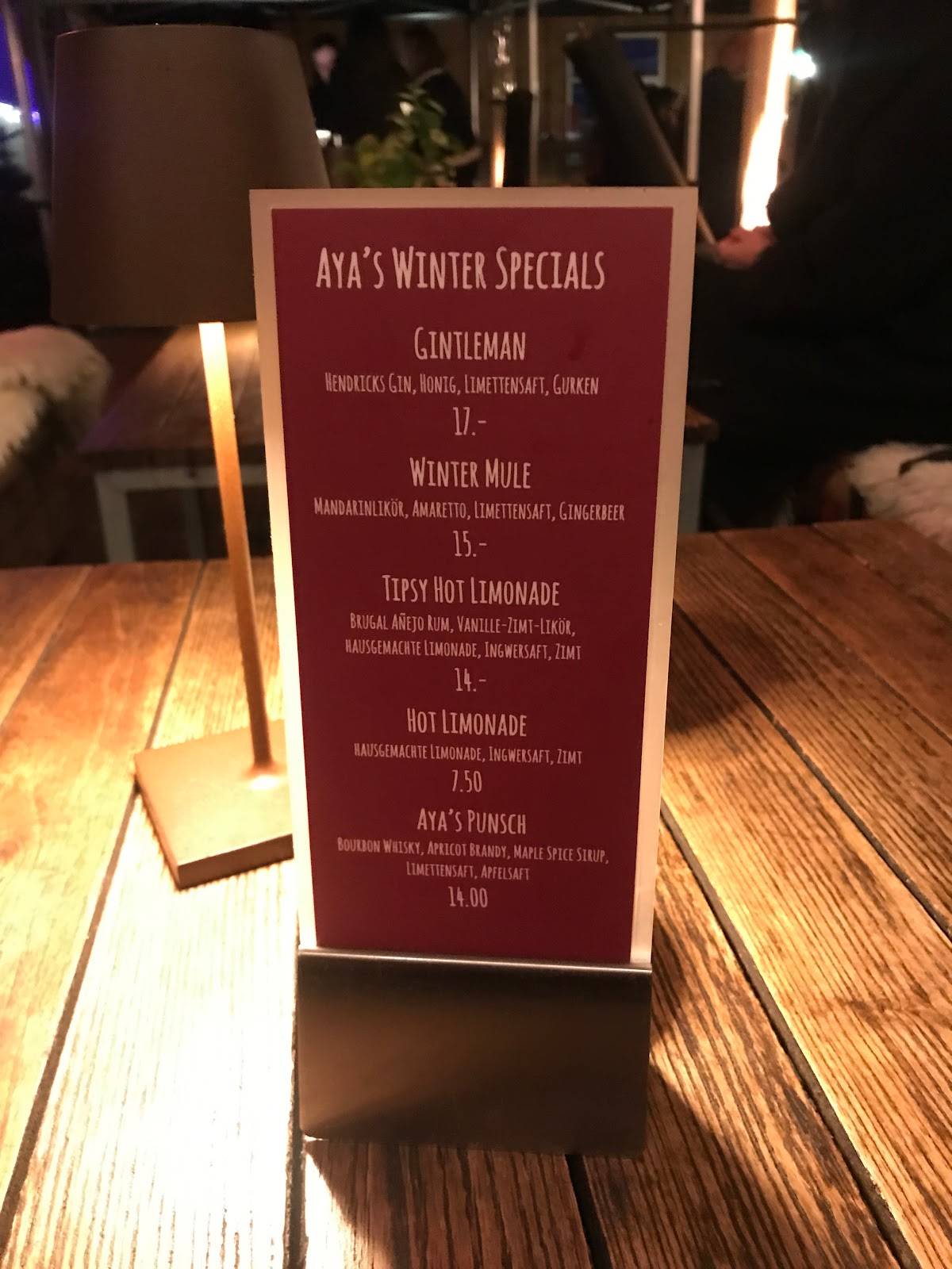 Menu di Aya Bar 