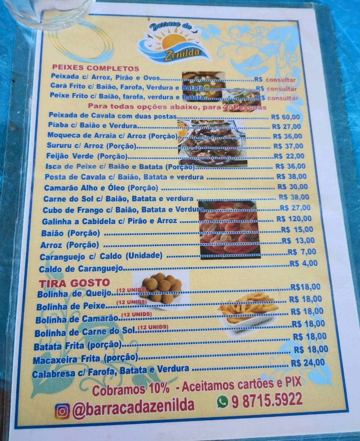 BARRACA DA ZENILDA cardápio