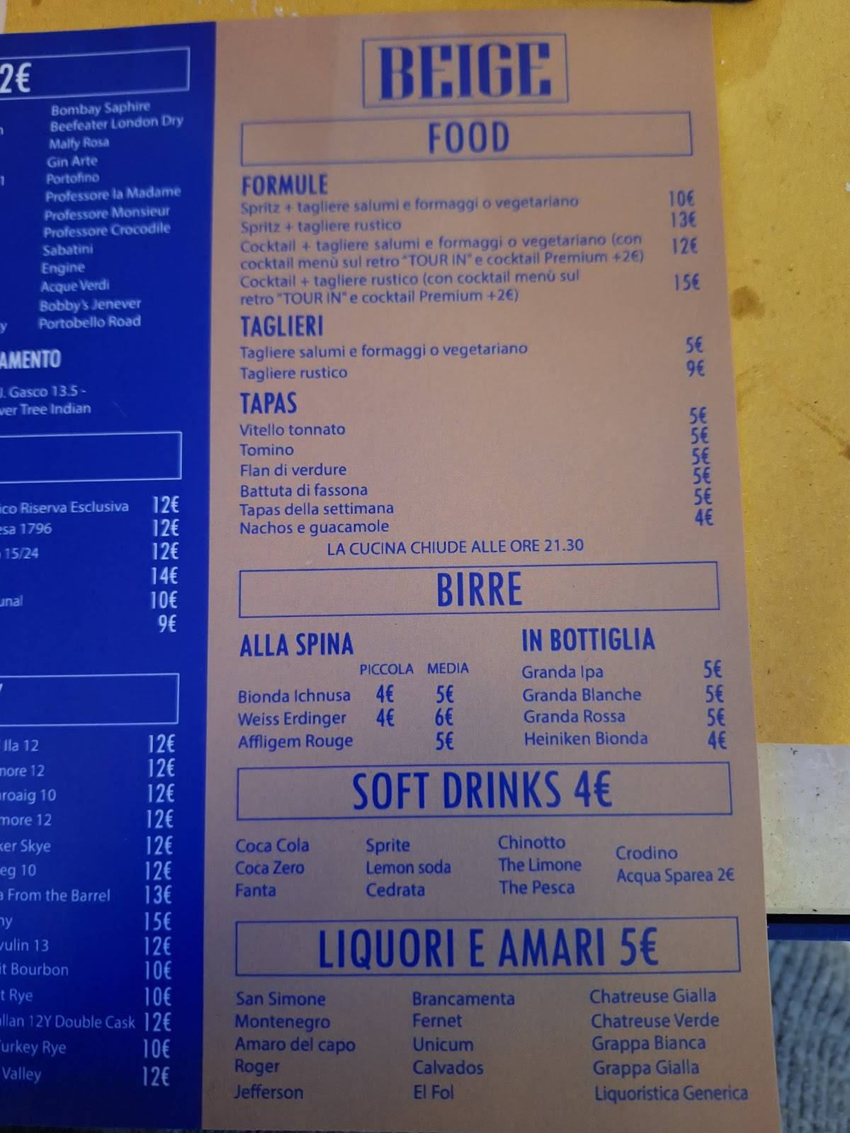 Menu di BEIGE 
