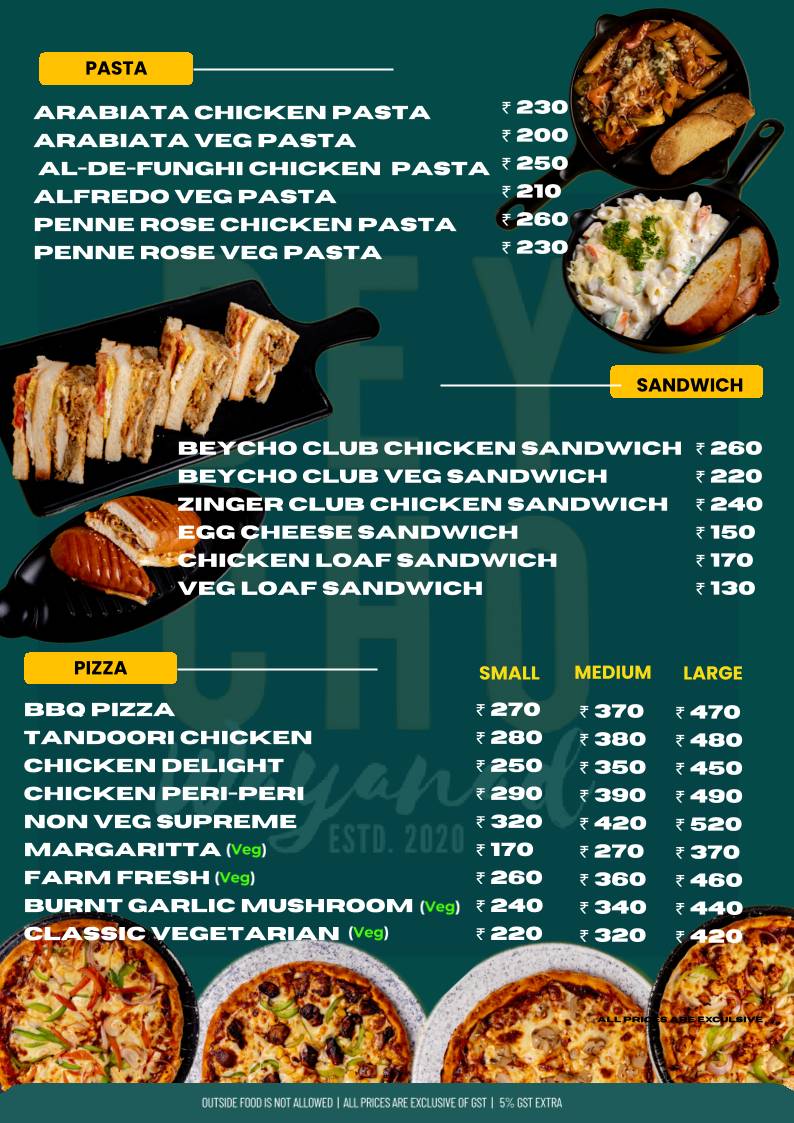 BEYCHO WAYANAD RESTAURANT & CAFE menu