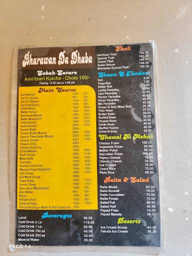 BHRAWA DA DHABA menu