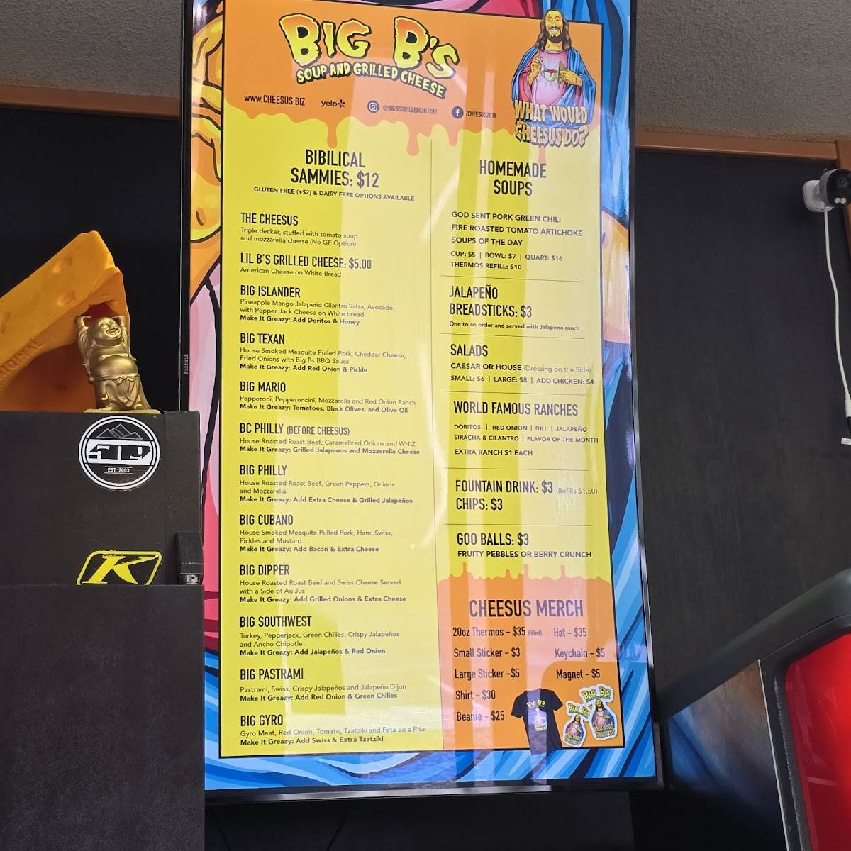 Menu at BIG B'S Soup & Grilled Cheese restaurant, Idaho Springs