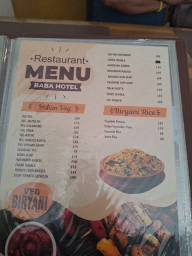 Baba Hotel & Restaurant menu