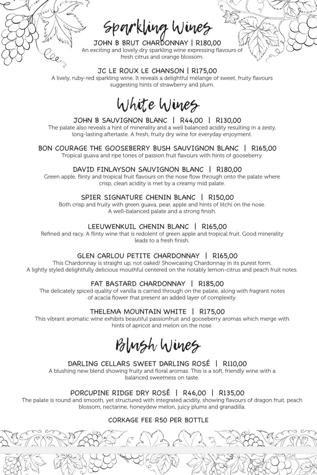 Menu at Backstreet Grill steakhouse, Port Elizabeth