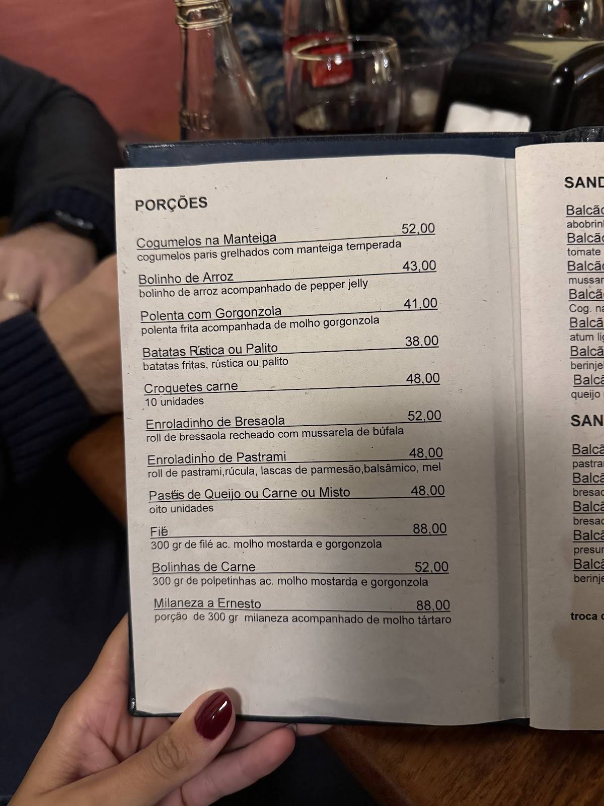 Bar Balcão cardápio