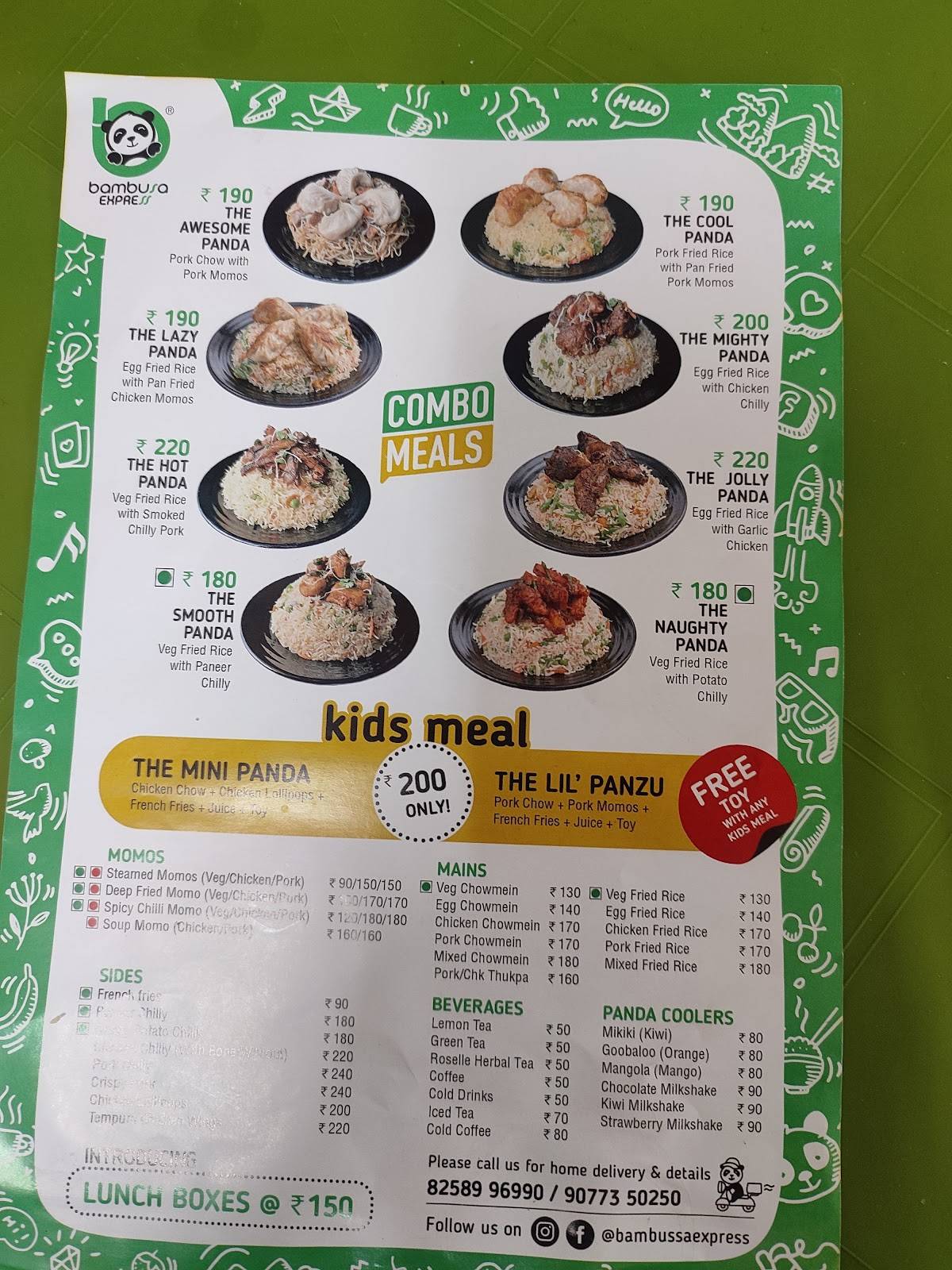 Bambusa, 3rd Mile menu