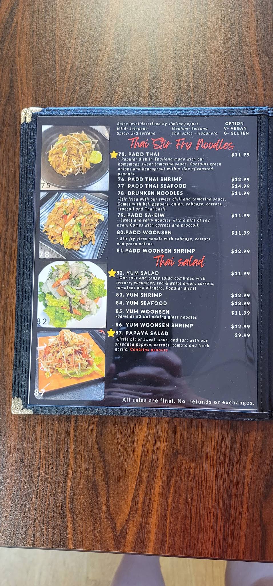 Menu at Ban Mai Thai Restaurant, Harker Heights