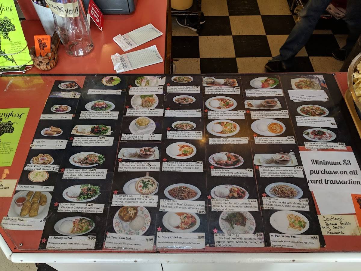 Menu at Bangkok Thai Restaurant, Lubbock
