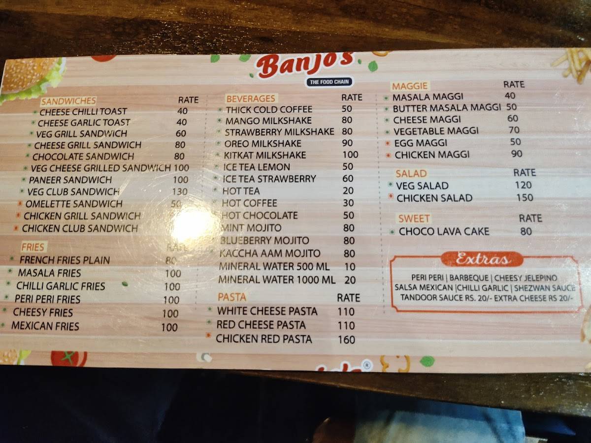 Banjo's The Food Chain - Savda-Faizpur menu