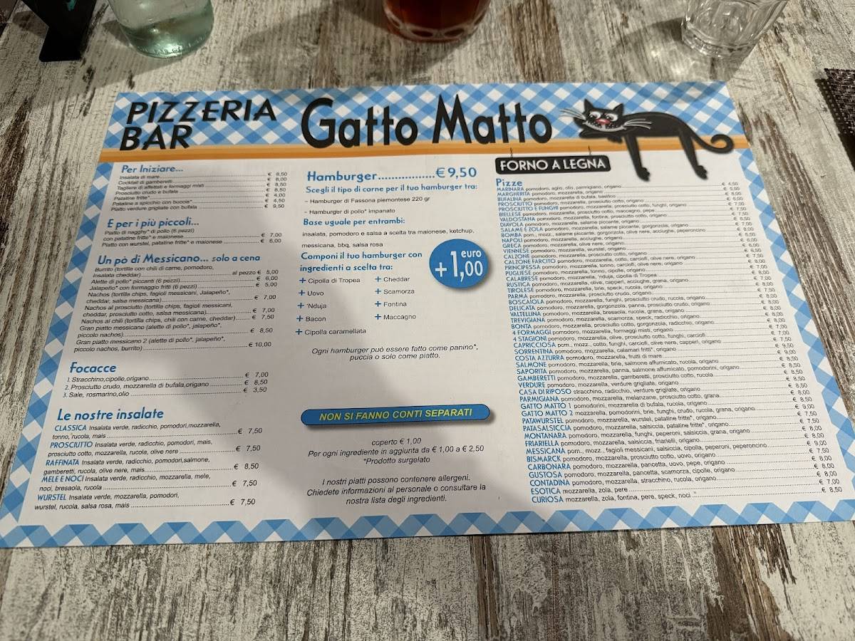 Menu di Bar Pizzeria Gatto Matto 