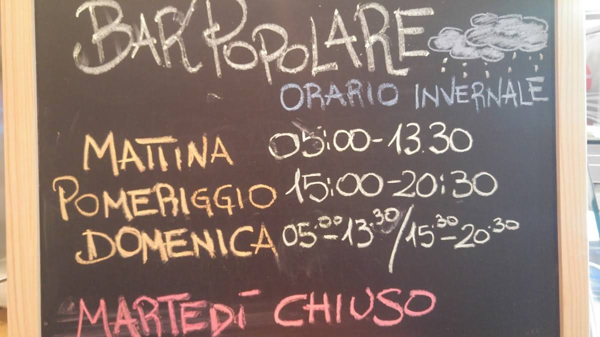 Menu di Bar Popolare 