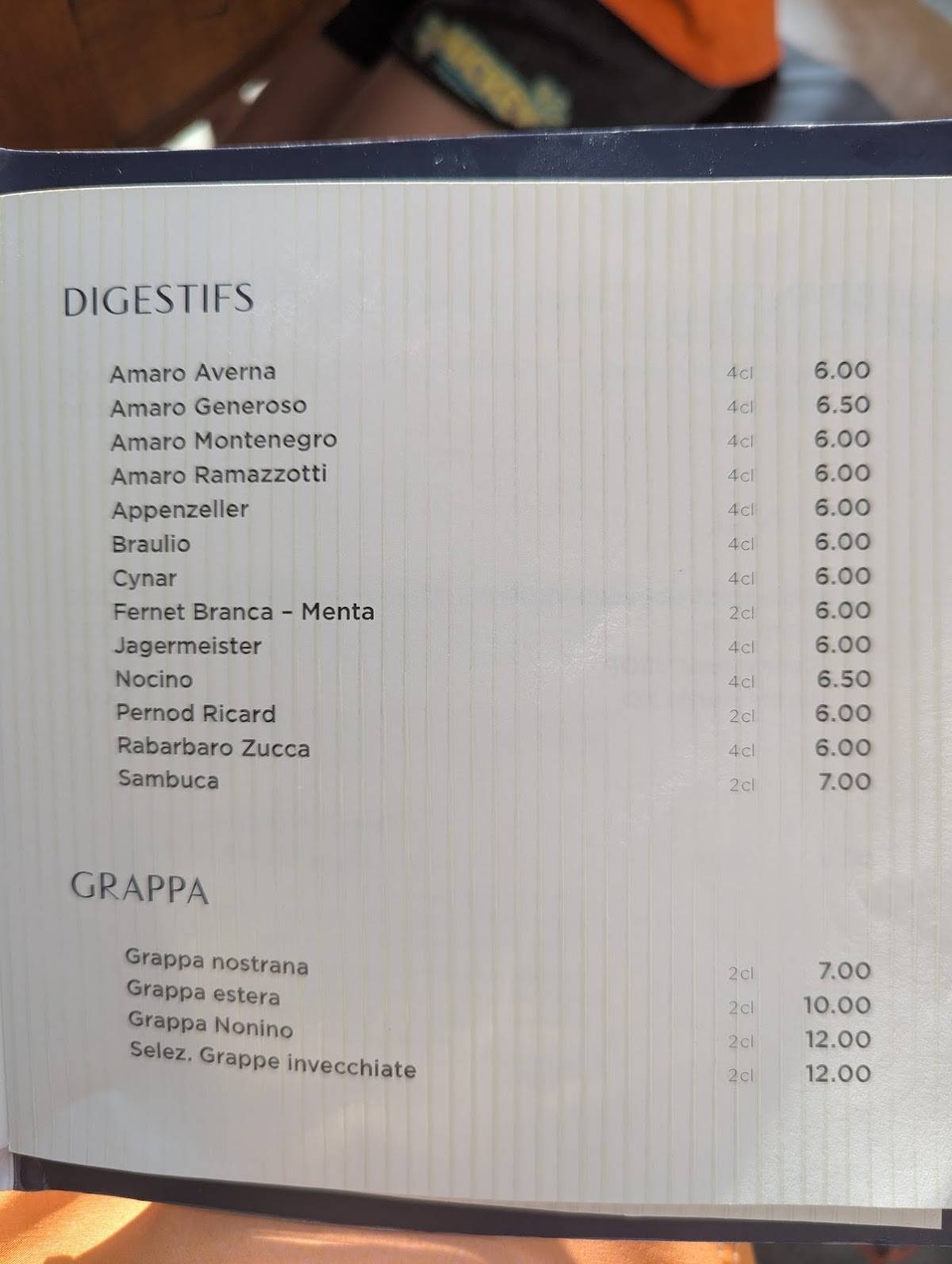 Menu di Bar Ristorante Olimpia 1845 