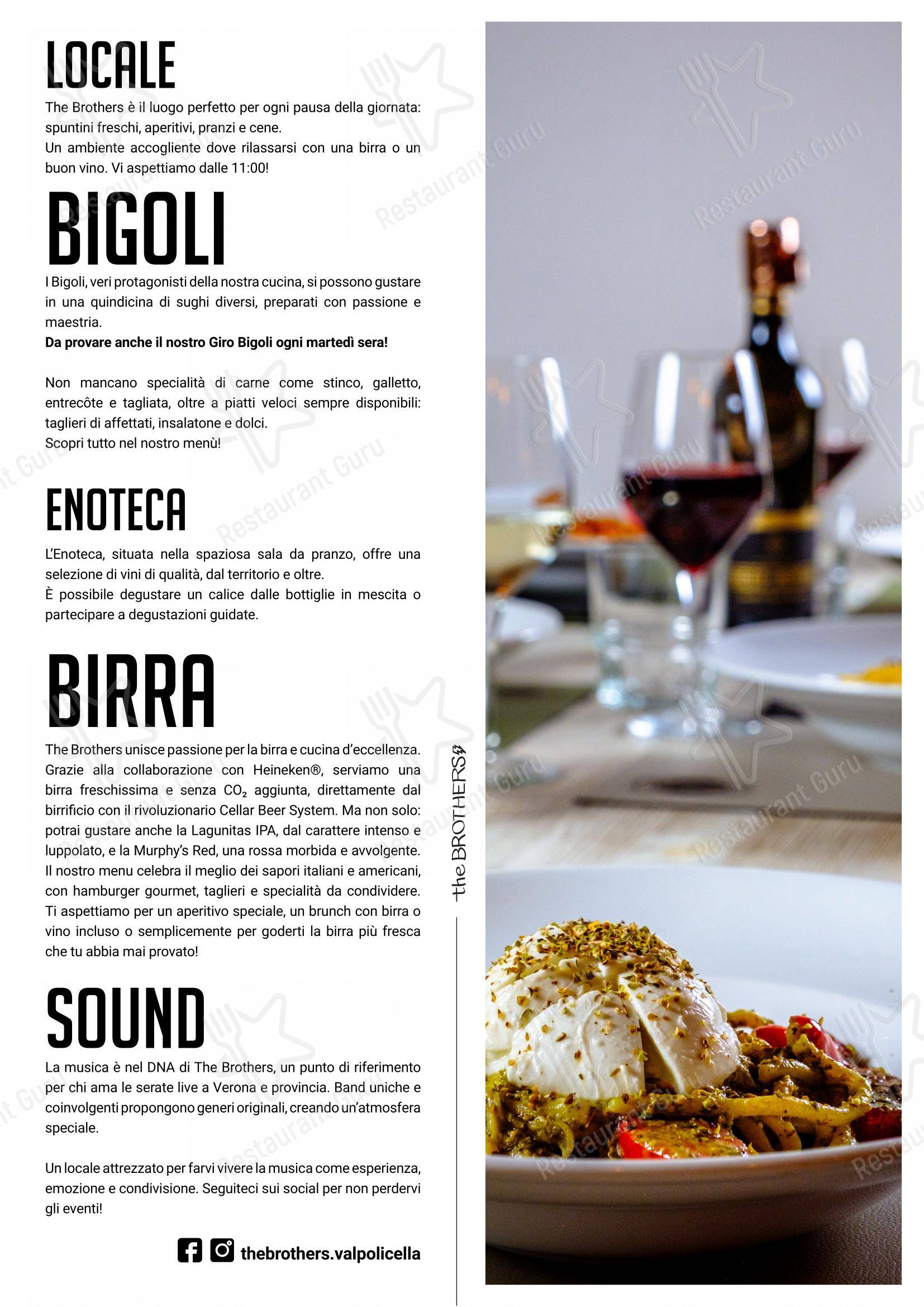 Menu bar per Bar the Brothers in Grezzana