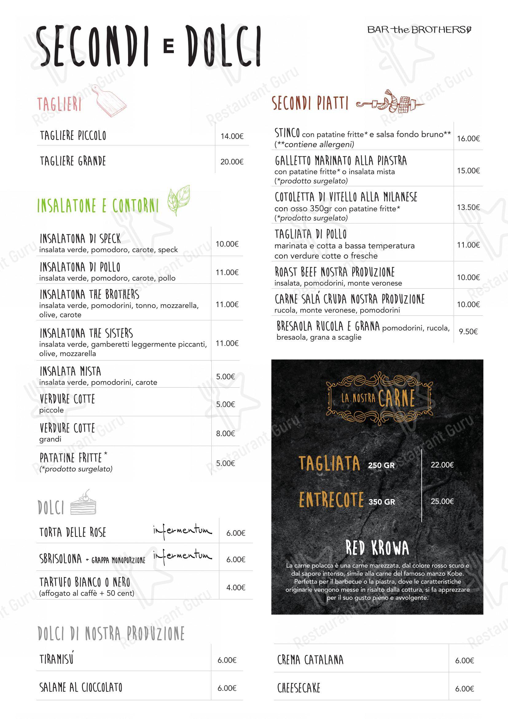 Bar the Brothers in Grezzana - Menu