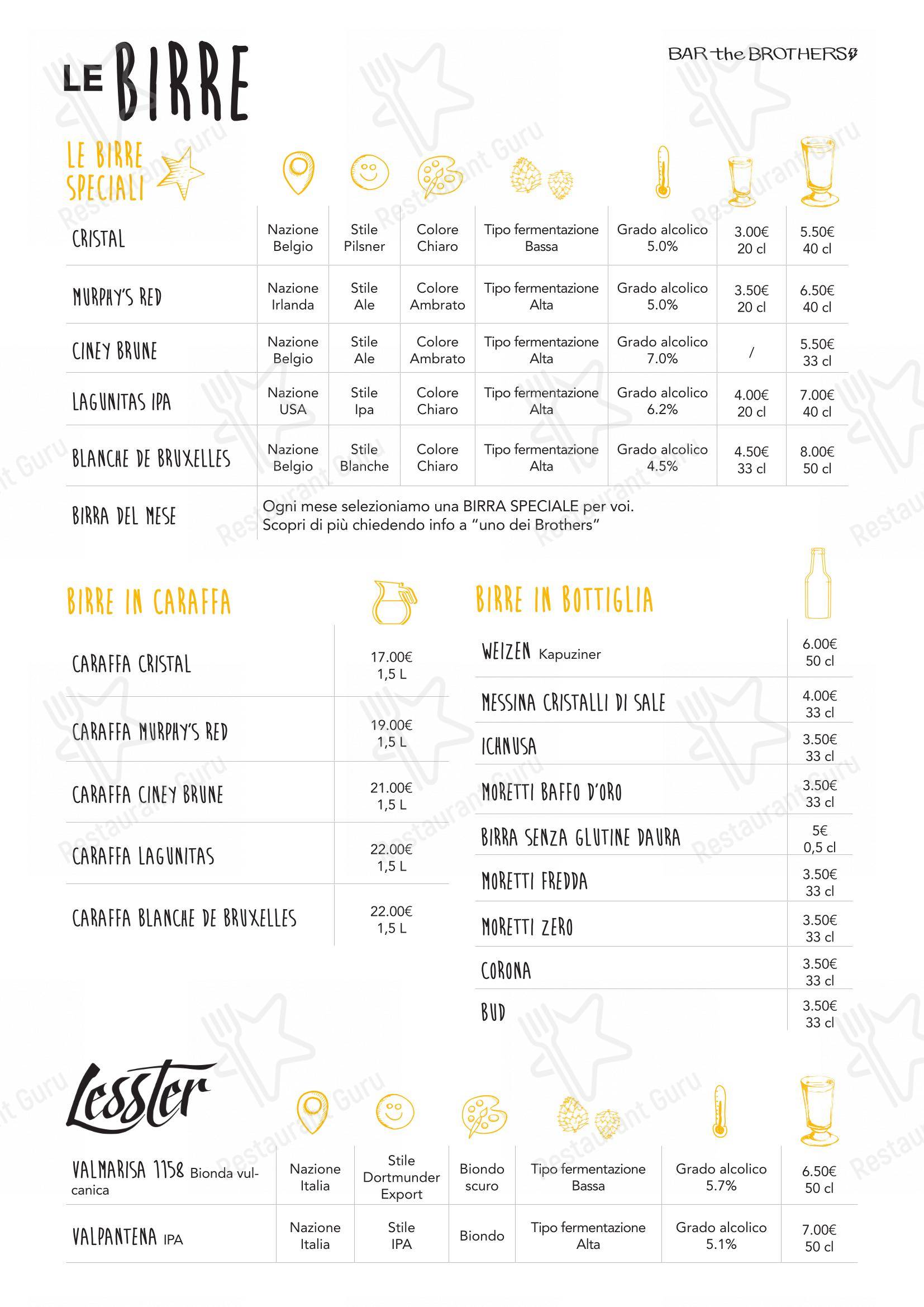Bar the Brothers in Grezzana - Menu