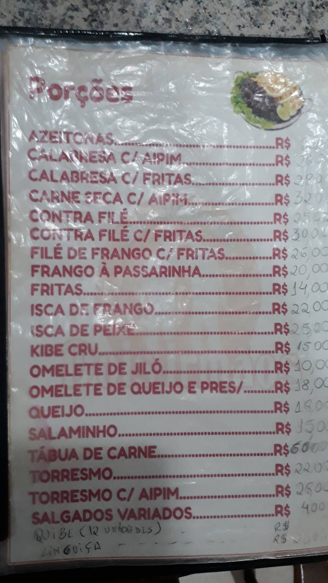 Bar Dois Irmãos de Cordeiro cardápio