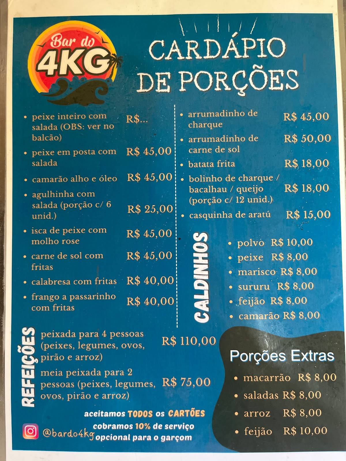 Bar do 4 Kg cardápio