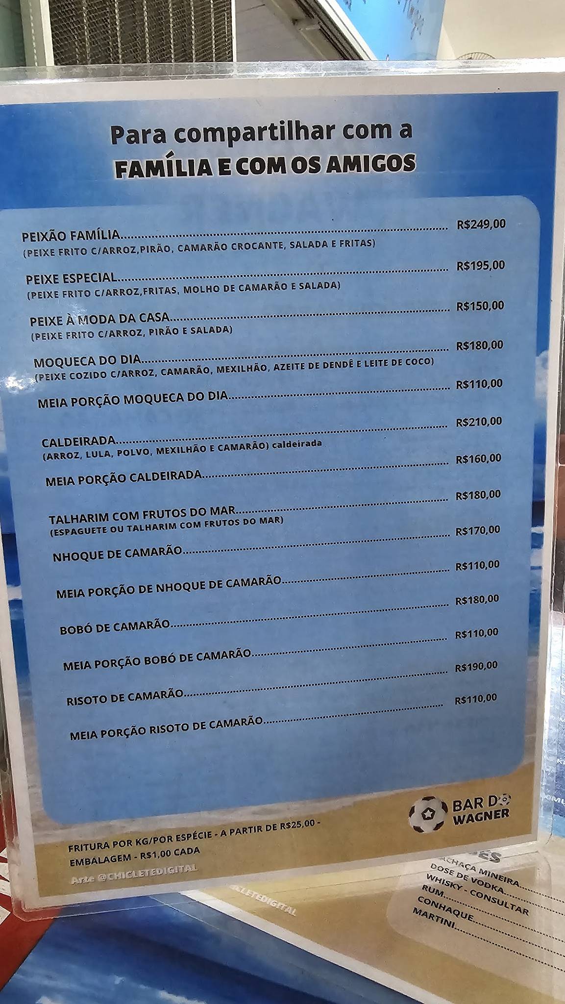 Bar do Wagner cardápio