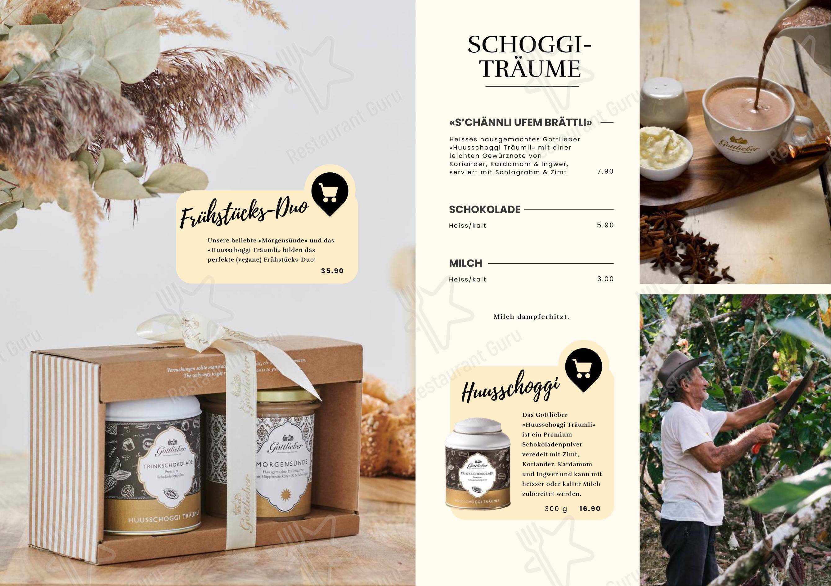 Menu per «BarFüssli» Gottlieber Sweets & Coffee Basel in Basilea