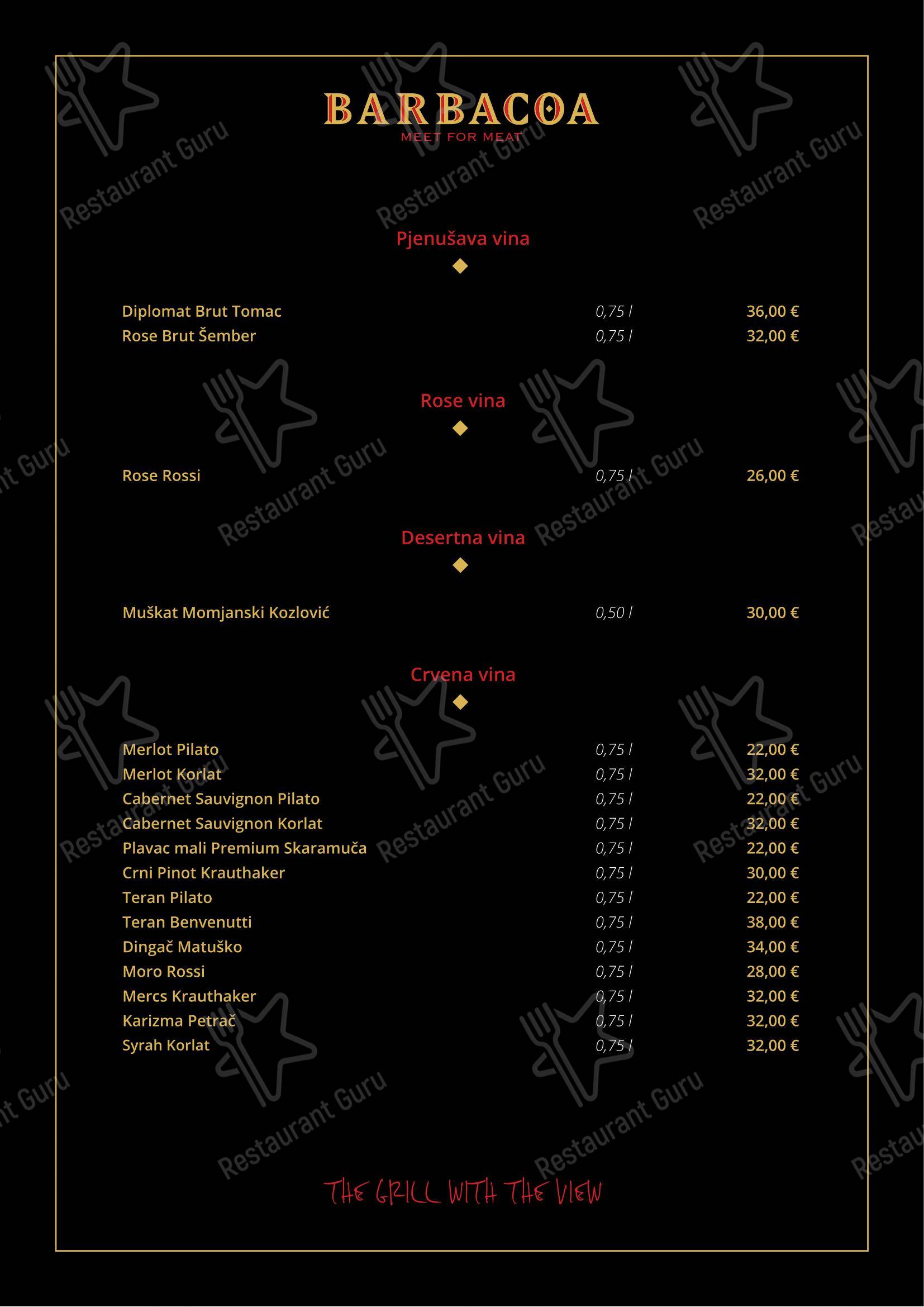Menu per Barbacoa ristorante