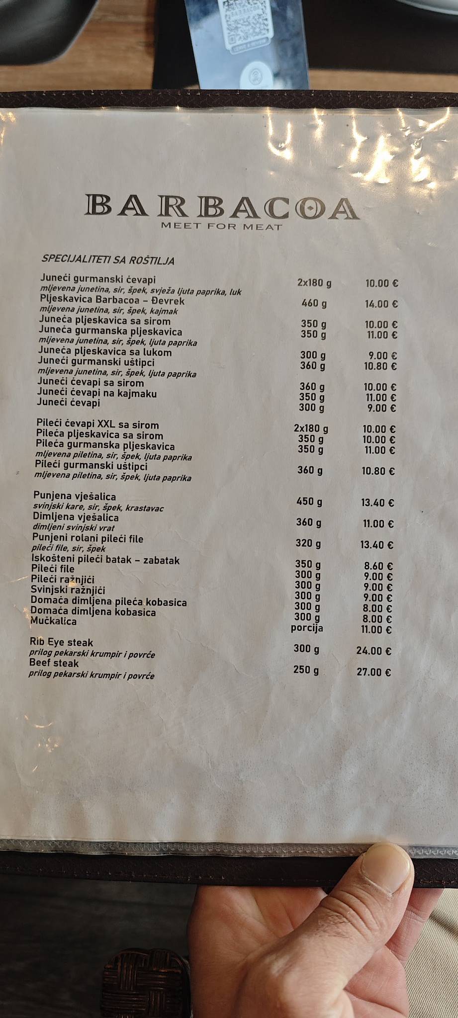Menu di Barbacoa 