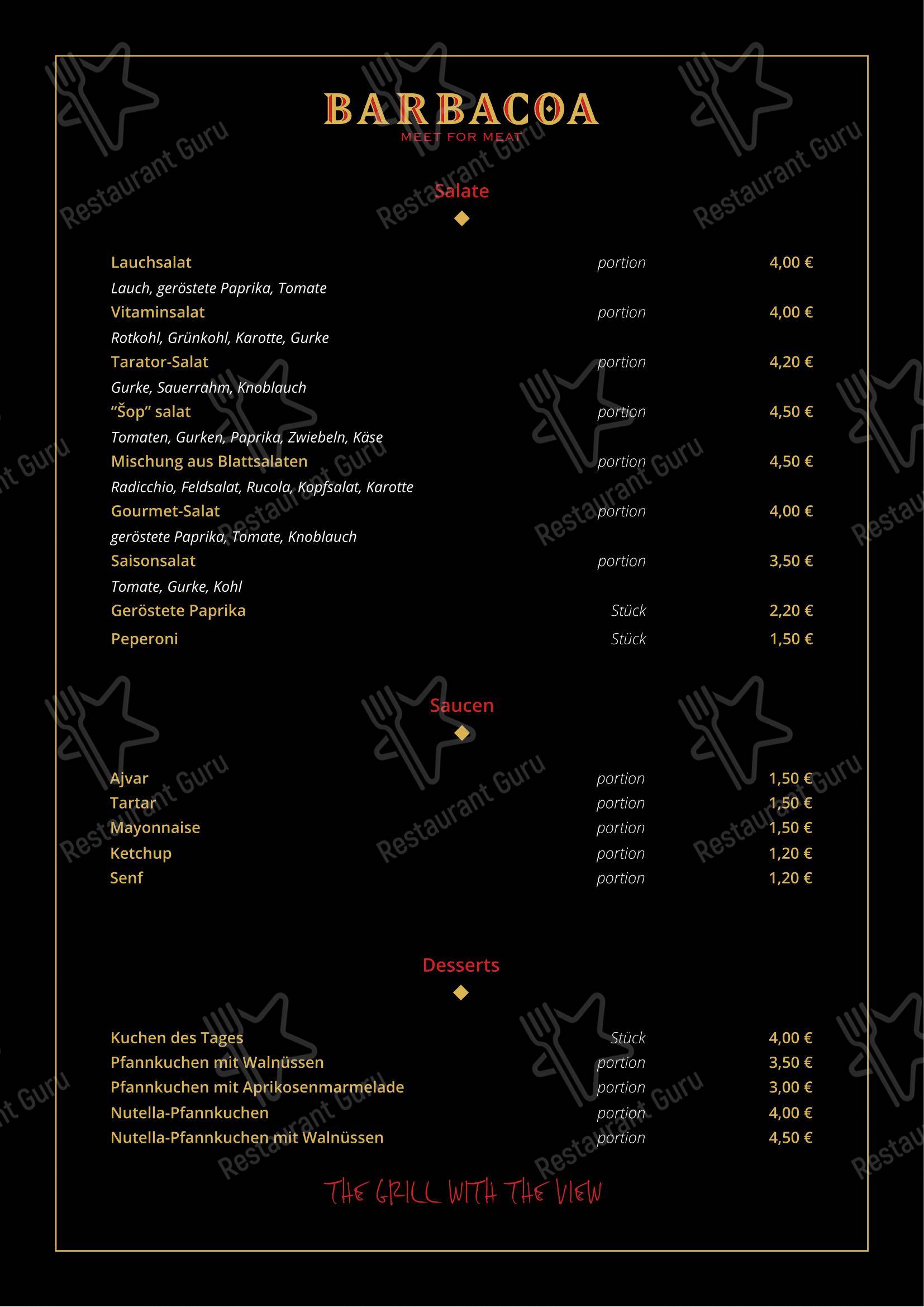 Menu di Barbacoa - 菜单