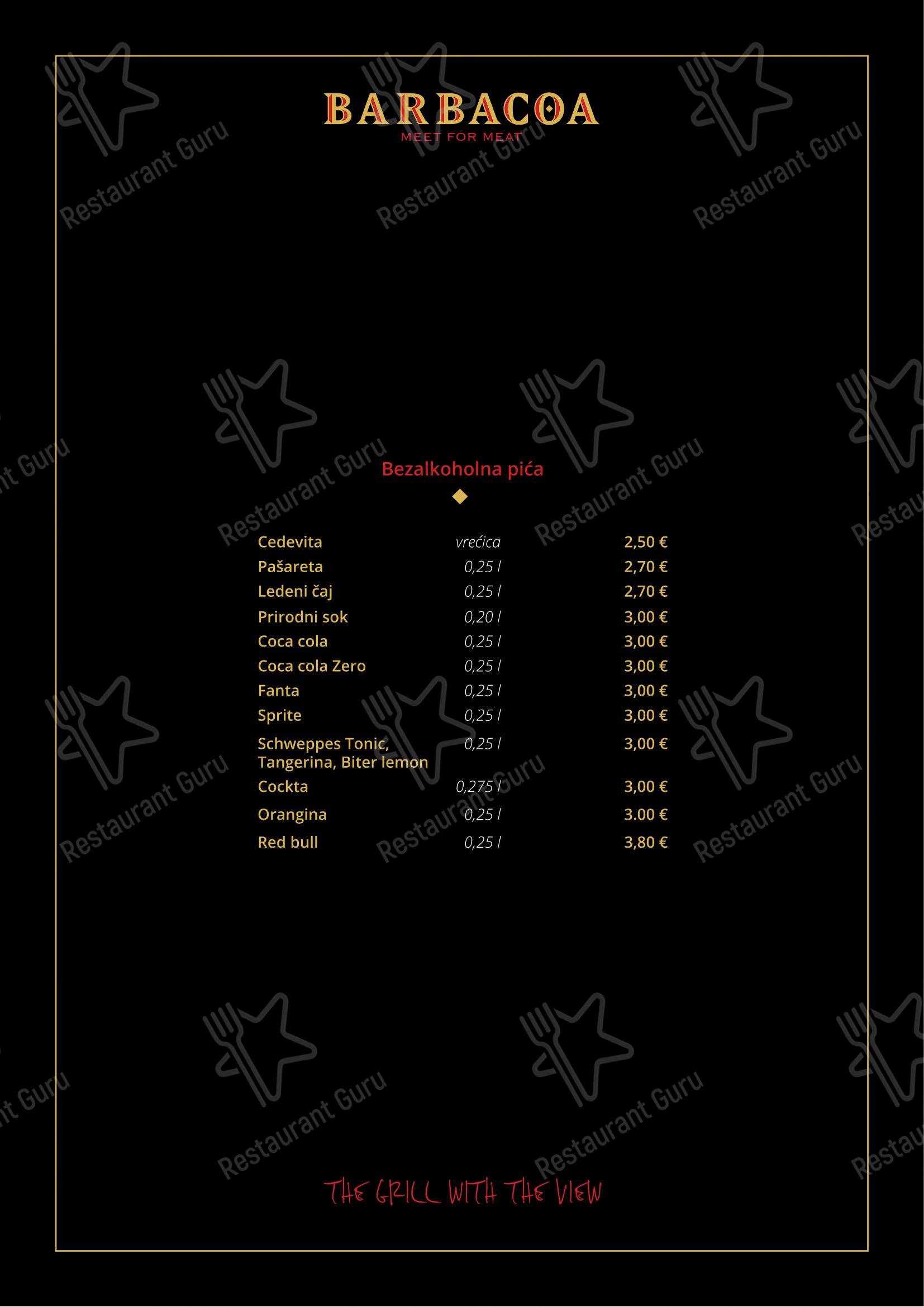 Menu per Barbacoa ristorante
