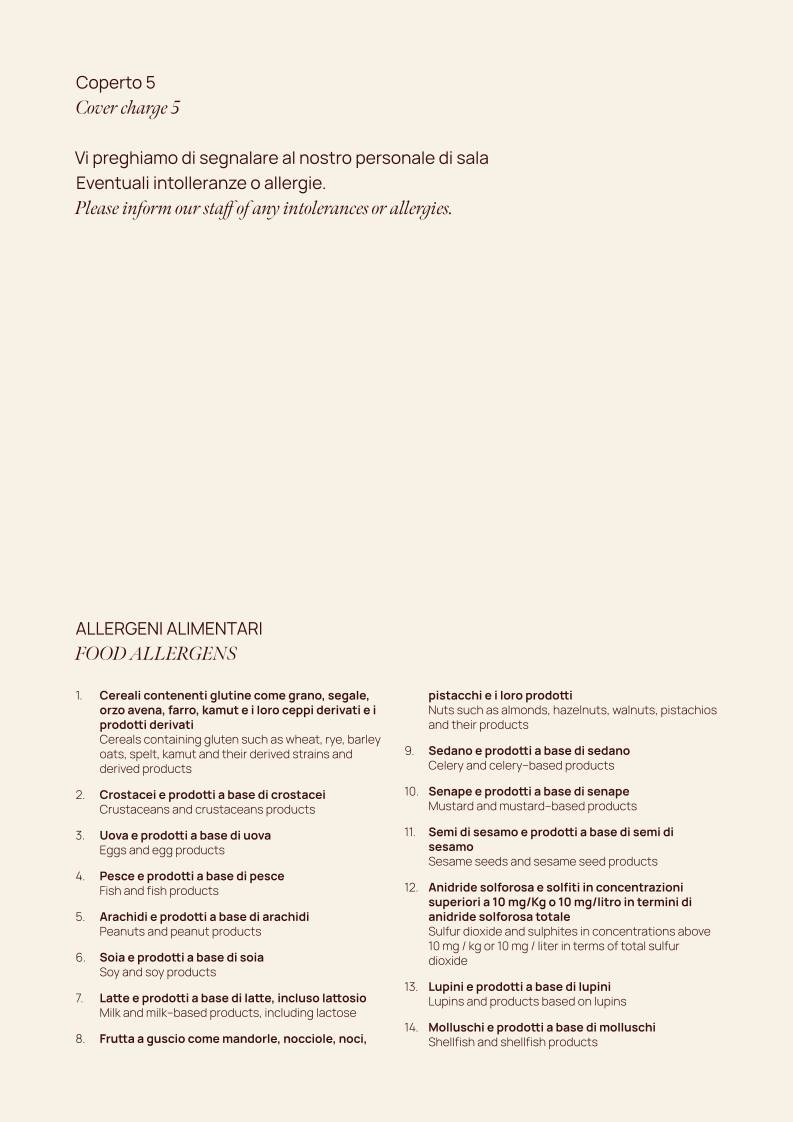 Menu de Barbagianni Fine Dining