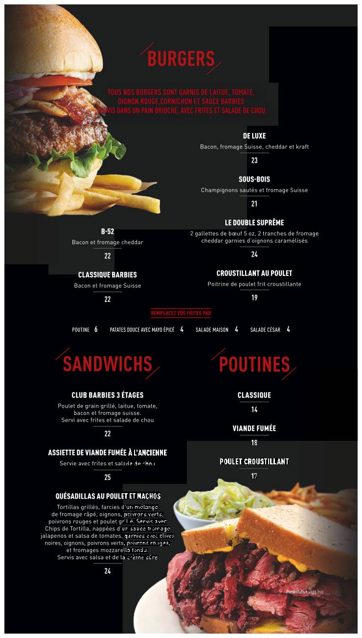 Menu de Barbies Resto Bar Grill