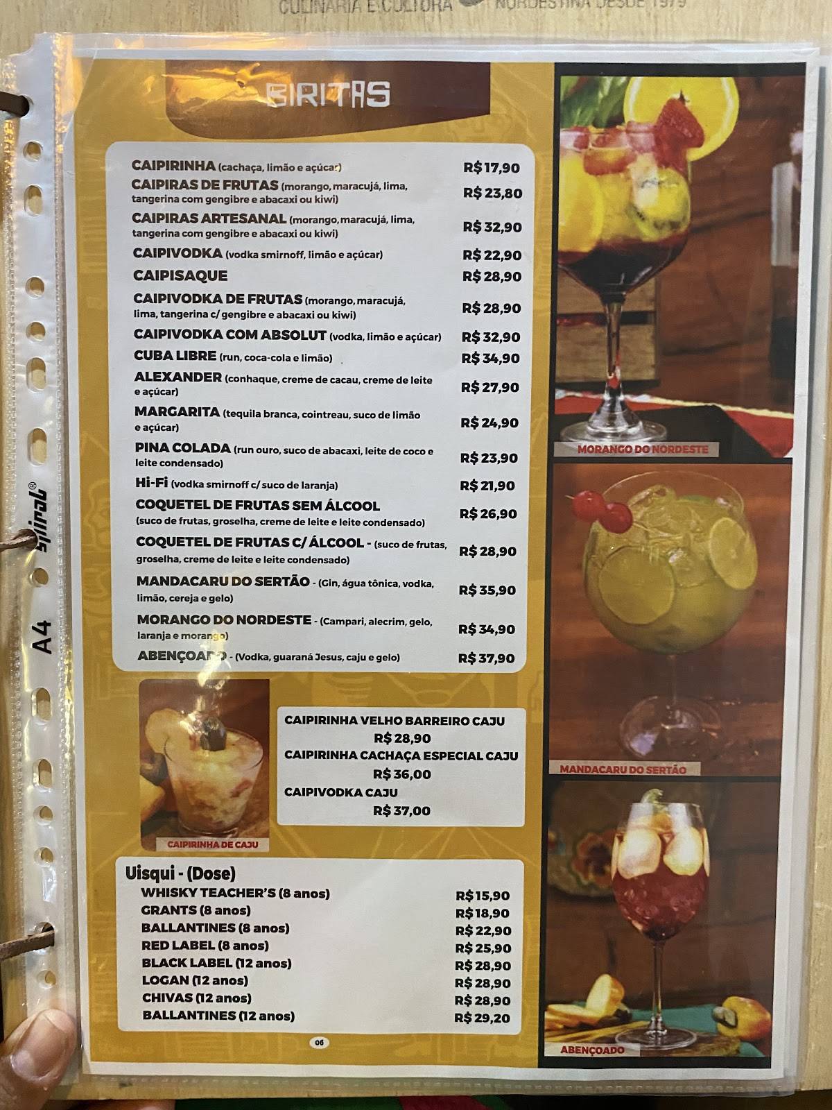 Barraca da Chiquita Restaurante cardápio