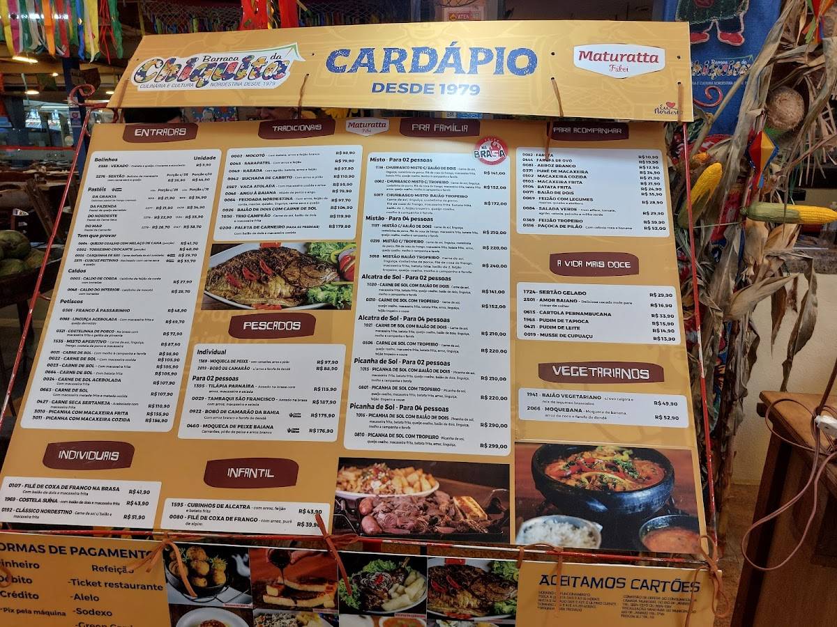 Barraca da Chiquita Restaurante cardápio