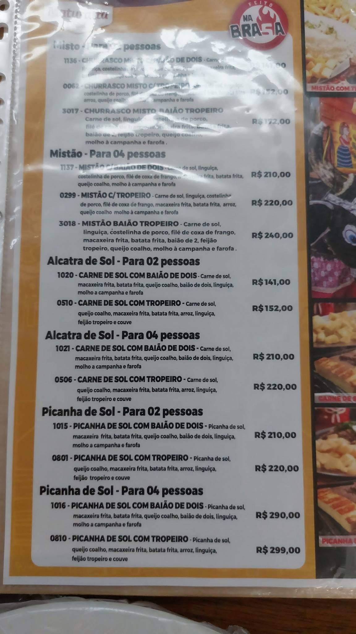 Barraca da Chiquita Restaurante cardápio