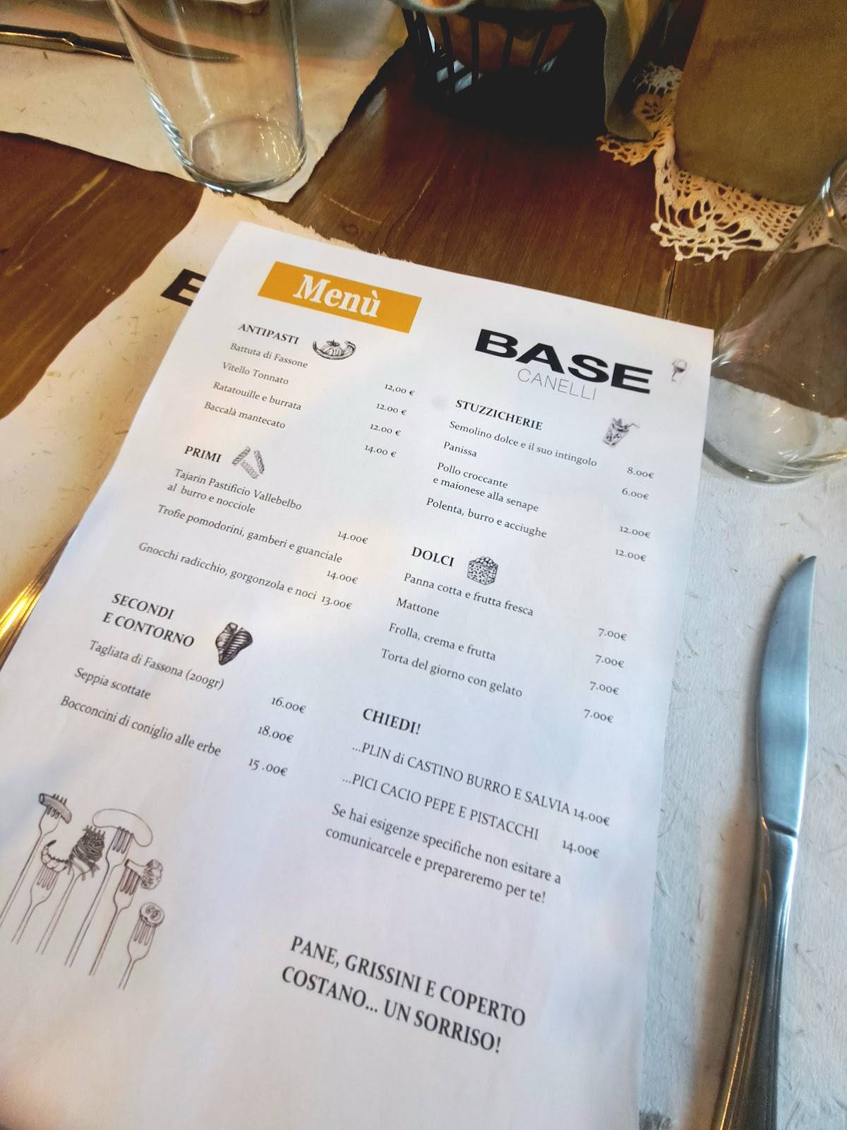 Menu di Base Canelli 