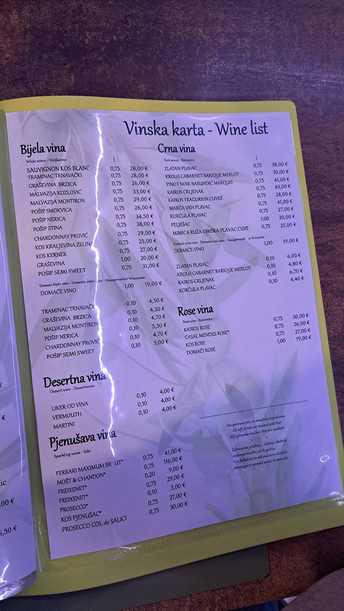 Menu di Restaurant Bracera 