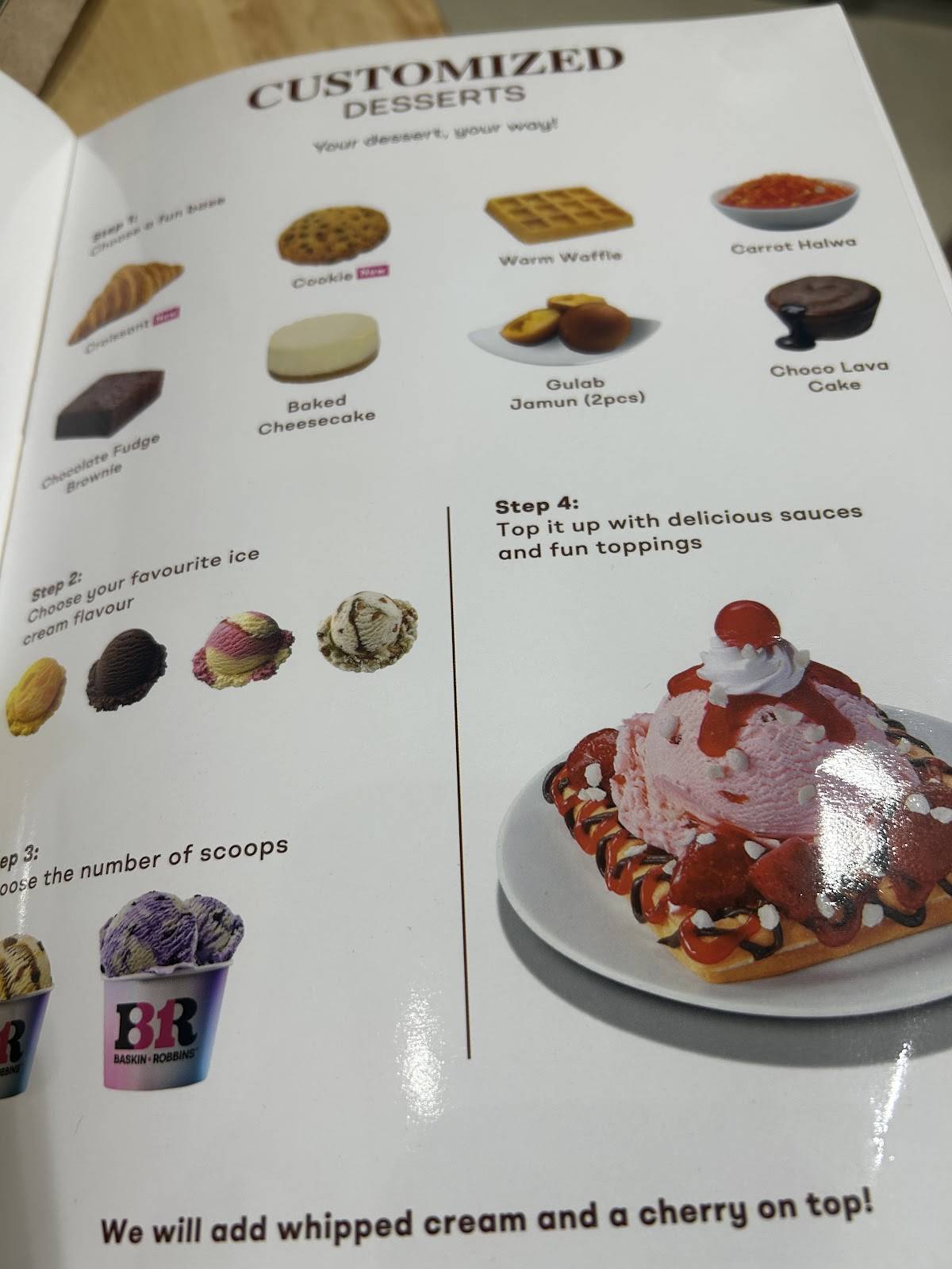 Baskin Robbins menu