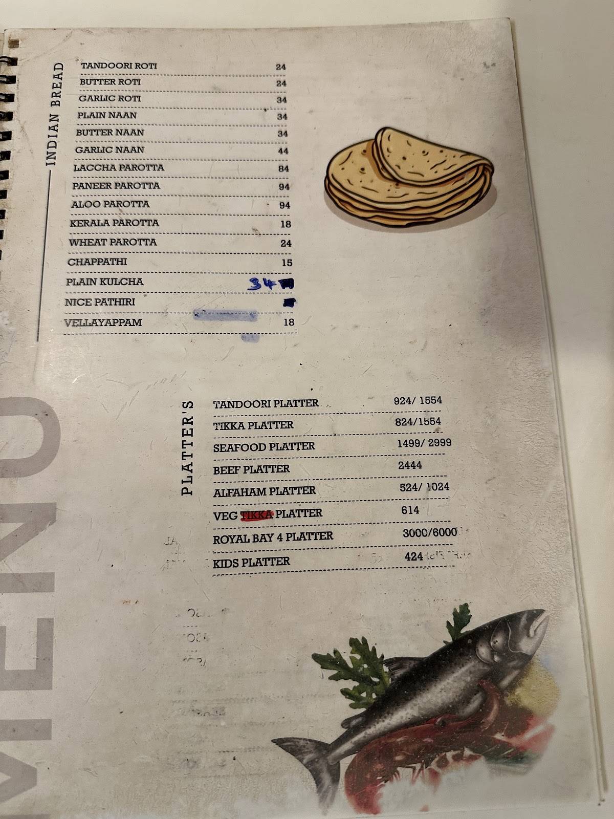 Bay4 Beachfront Restaurant menu