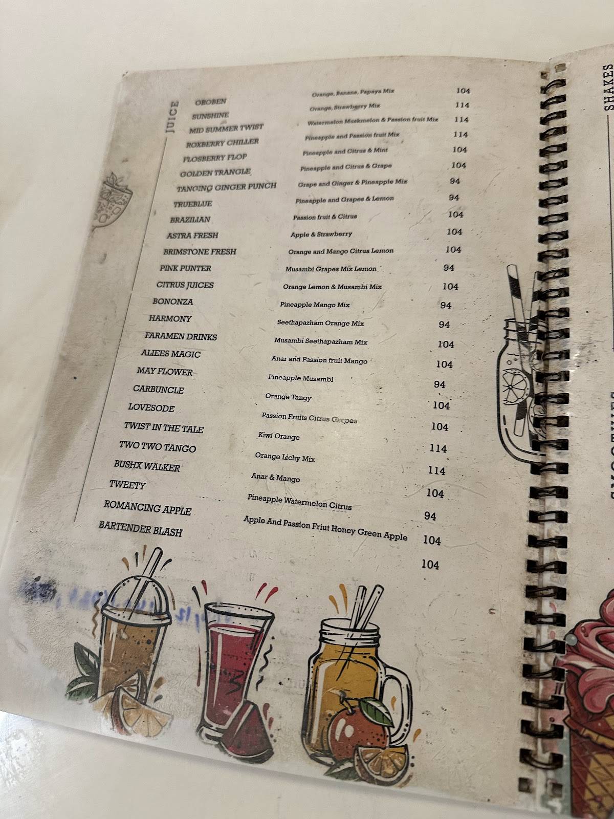 Bay4 Beachfront Restaurant menu