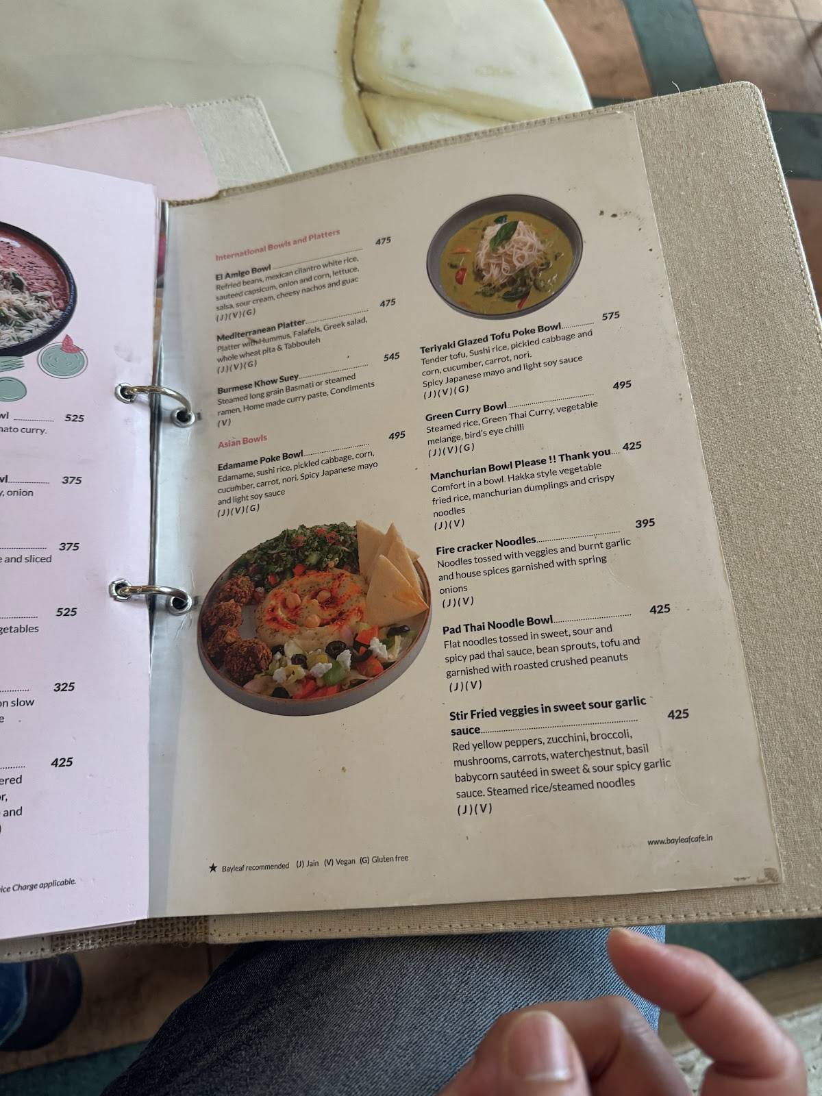 Bayleaf Cafe menu