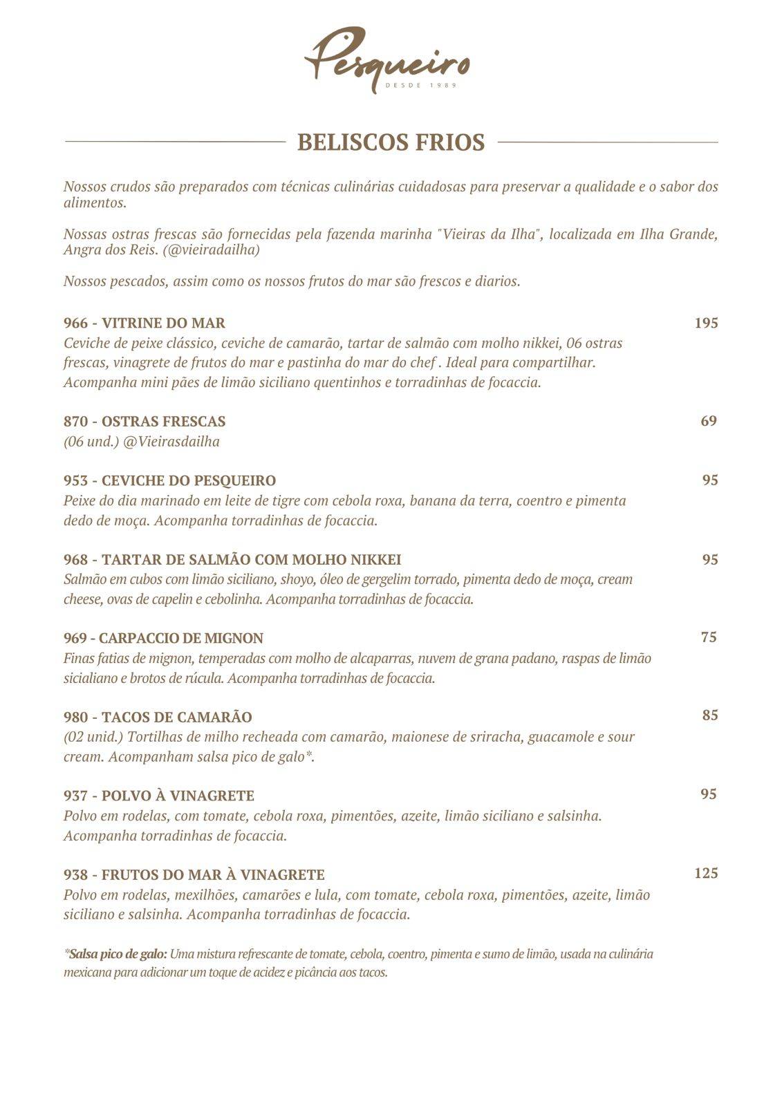 Pesqueiro ∙ RJ cardápio