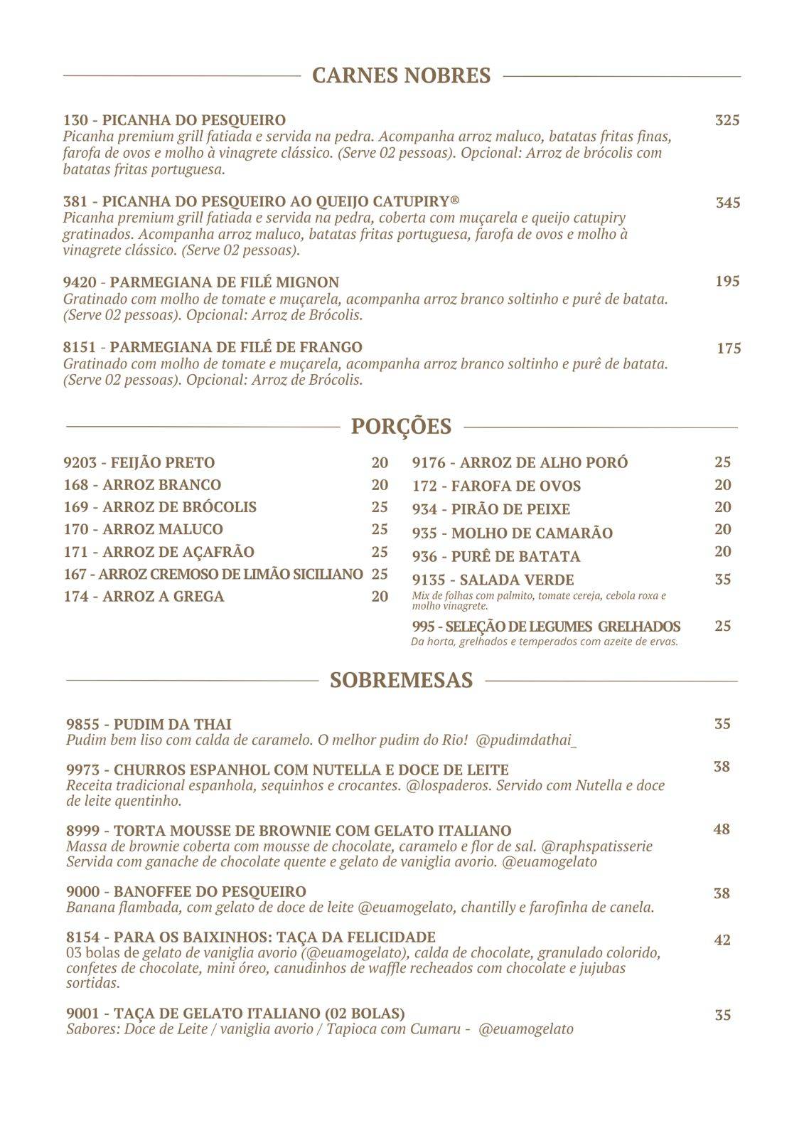 Pesqueiro ∙ RJ cardápio