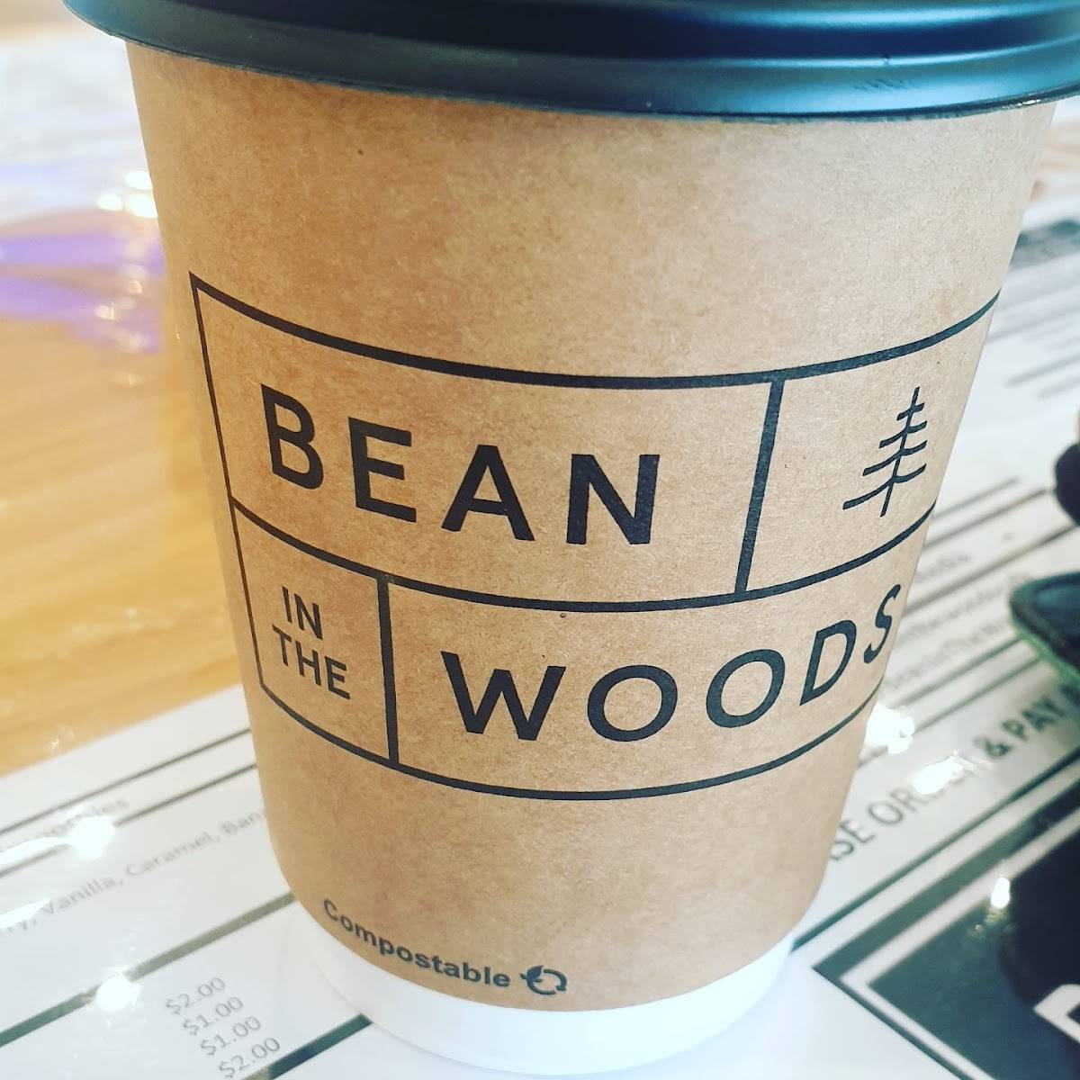 Menu at Bean in the Woods cafe, Ringwood