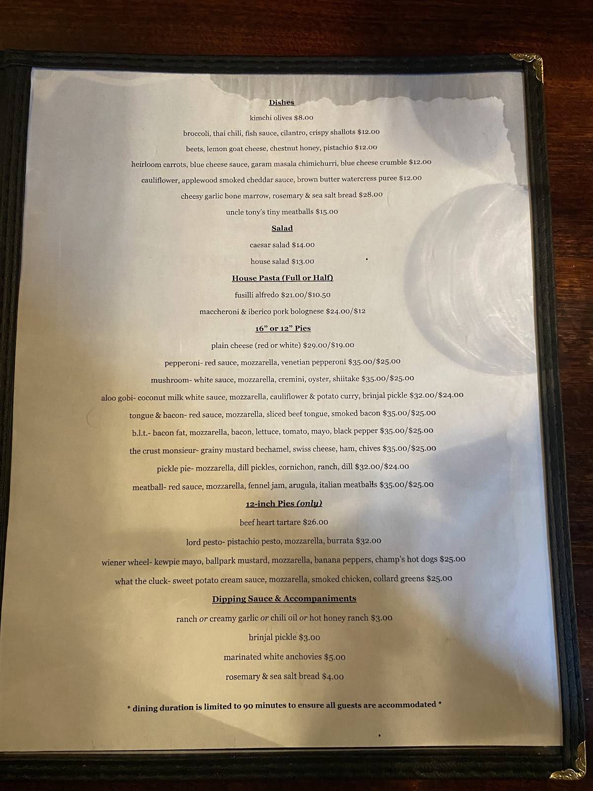 Menu de Beast Pizza
