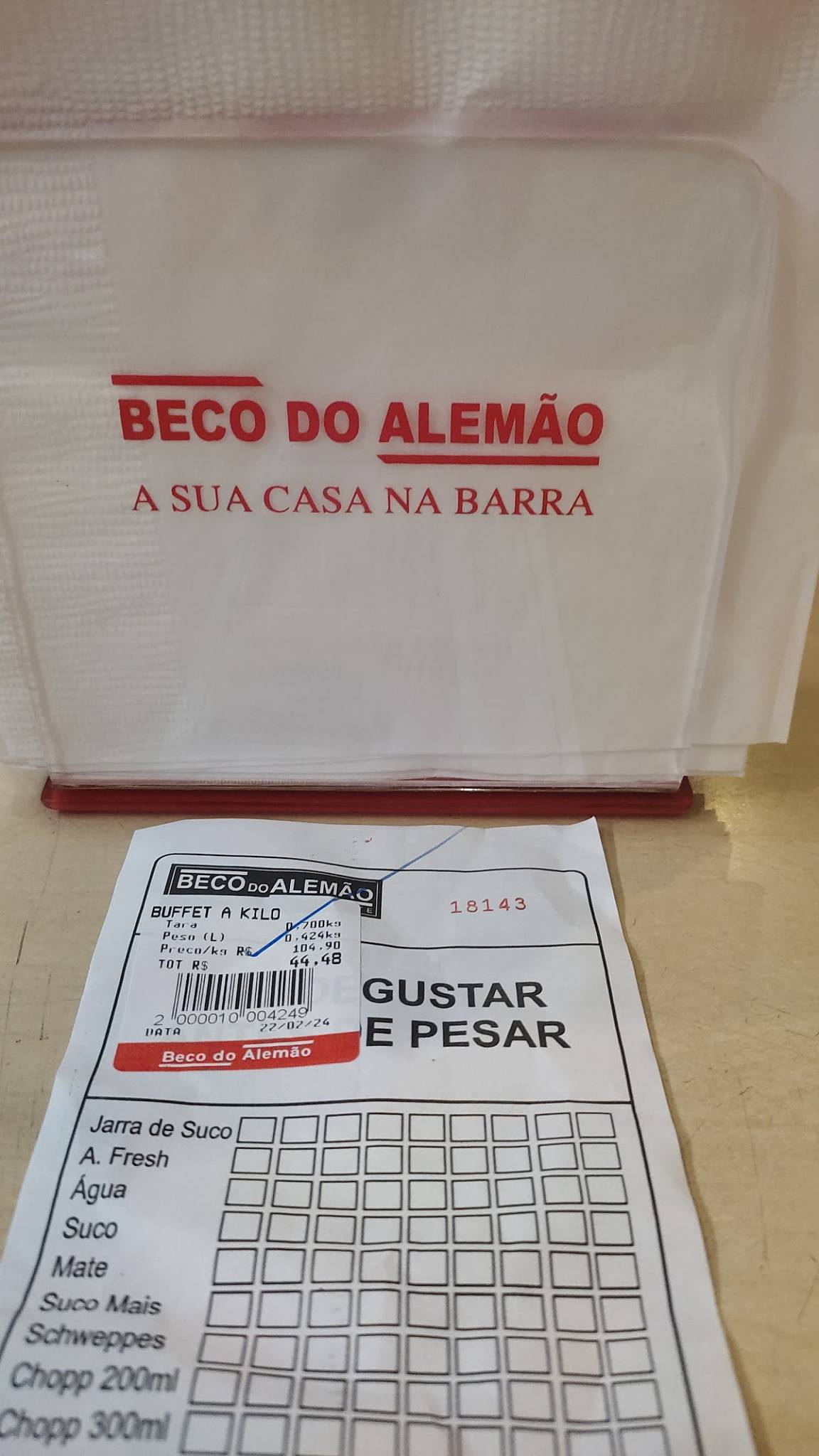 Beco do Alemão cardápio